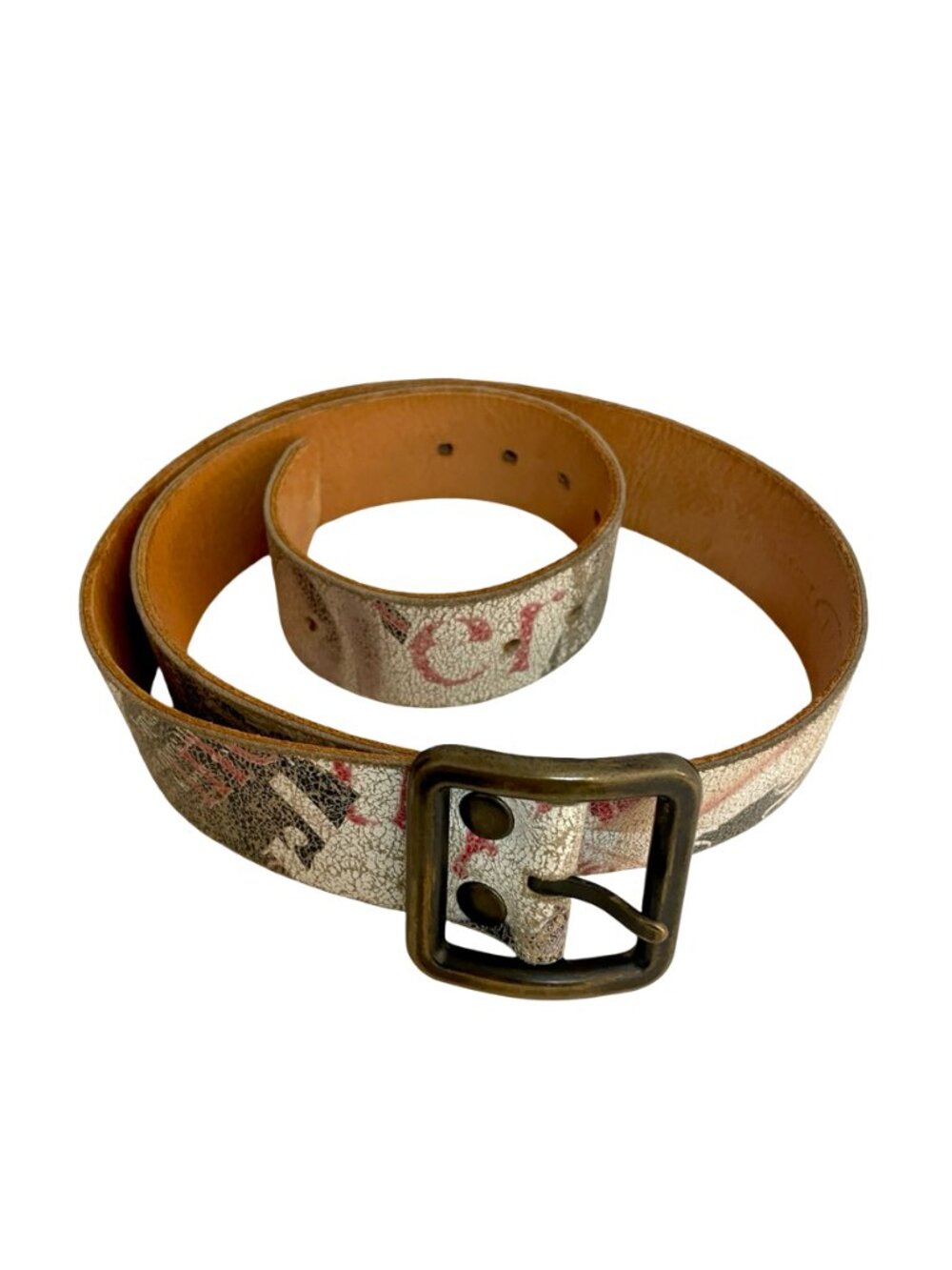 Brave Beltworks Distressed Leather Graphic Belt Size 30 Made in Canada
